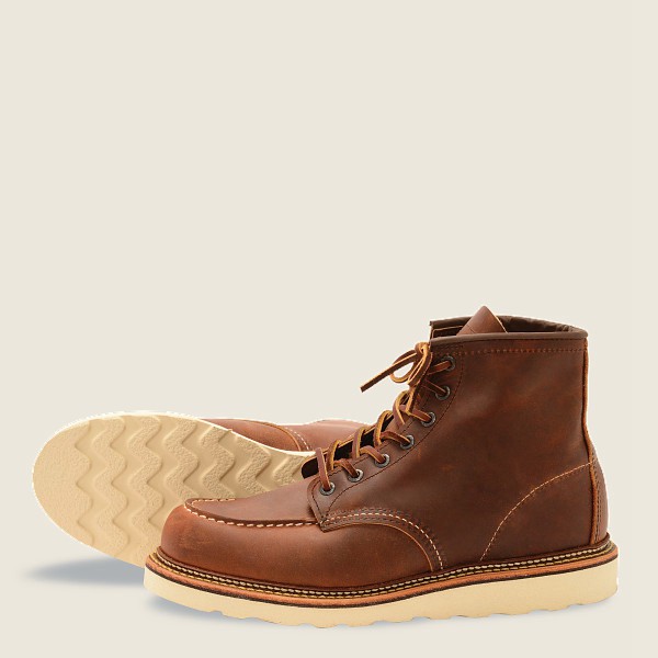 Red Wing Heritage Boots Brown - Mens Classic Moc - 6-inchr Rough & Tough Leather - 9845-DPAIN